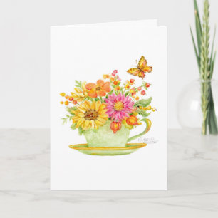 Carte blanche de tasse à thé d'automne pour toute