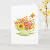 Carte blanche de tasse à thé d'automne pour toute (Fleur jaune)