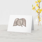 Carte blanche d'éléphant d'aquarelle mignonne (Fleur jaune)