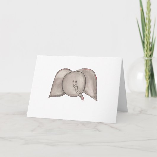 Carte blanche d'éléphant d'aquarelle mignonne (Devant)