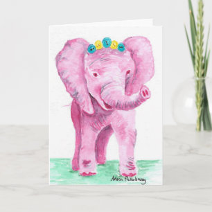 Carte blanche d'éléphant rose