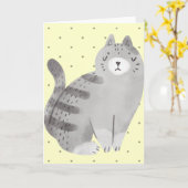 Carte blanche d'illustration de chat mignonne (Fleur jaune)