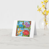 Carte blanche Dino Friends (Fleur jaune)