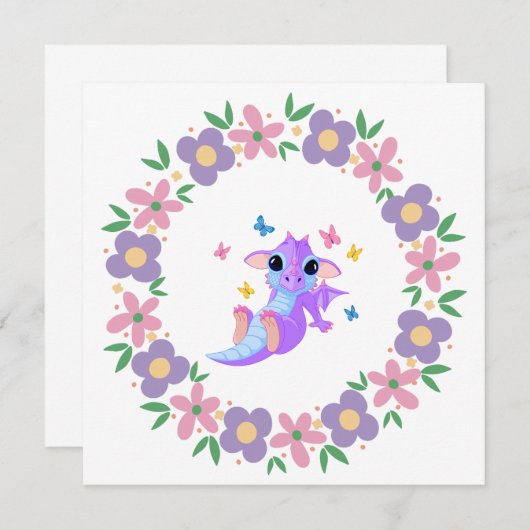 Carte blanche Dragon Fleur (Devant / Derrière)