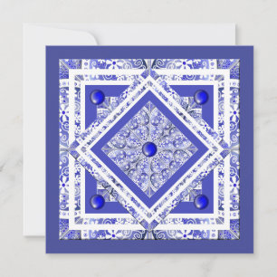 Carte blanche en dentelle en céramique bleue de Gr