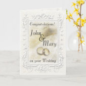 Carte blanche en pastel de félicitation de mariage (Fleur jaune)