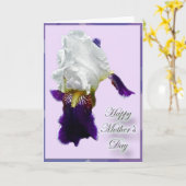 Carte blanche et pourpre du jour de mère d'iris (Fleur jaune)