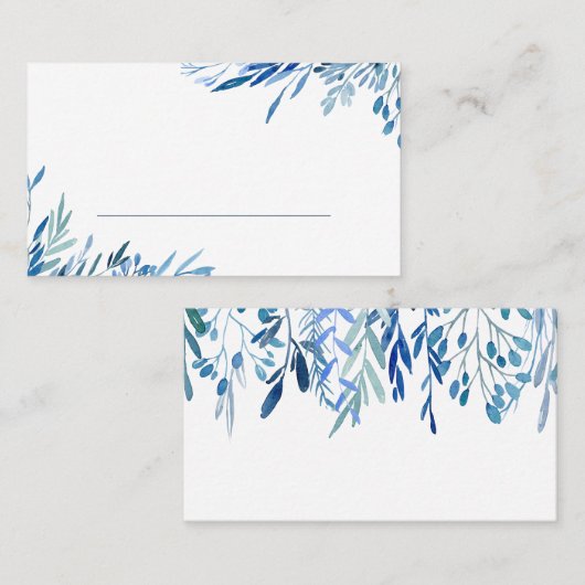 Carte blanche feuille bleue (Devant / Derrière)