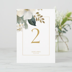 Carte BLANCHE   Floral Watercolor Mariage Numéro de tabl
