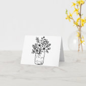CARTE BLANCHE FLORALE NOIR ET BLANC (Fleur jaune)