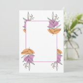 Carte blanche - graphique de feuille pêche et rose (Debout devant)