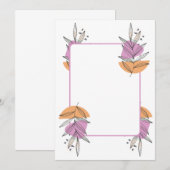 Carte blanche - graphique de feuille pêche et rose (Devant / Derrière)