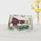 Carte blanche greeting card with French Cafe (Fleur jaune)