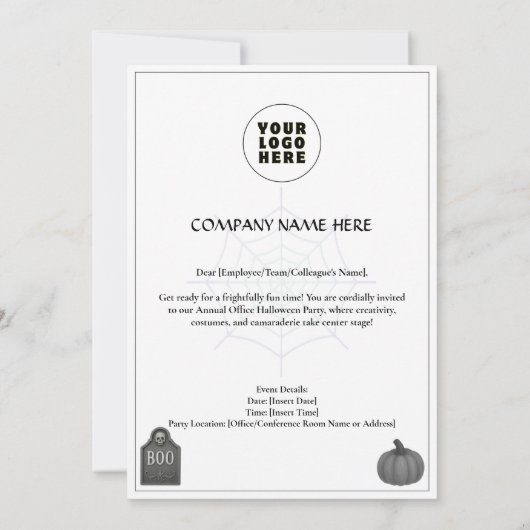 Carte blanche Invitations Halloween Office (Dos)