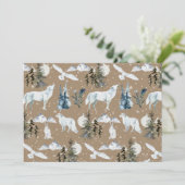 Carte blanche Kraft rustique Lièvre arctique Loup  (Debout devant)