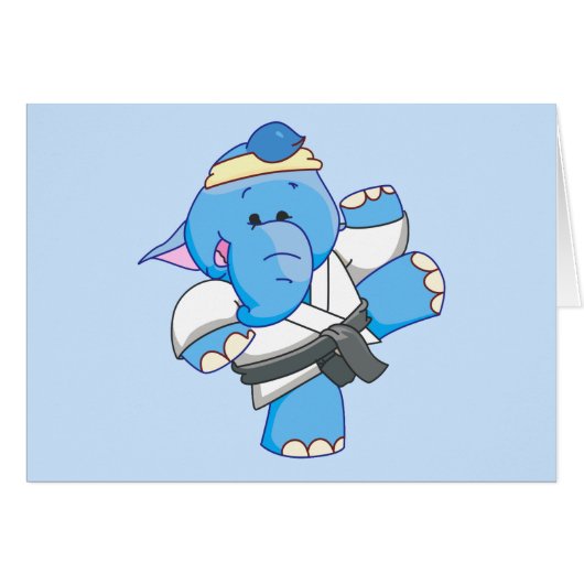 Carte blanche Lil Blue Elephant Karate (Devant Horizontal)