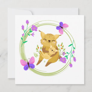 Carte blanche Mama et bébé lynx/wildcat