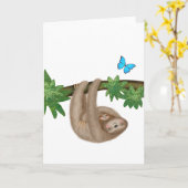 Carte blanche mignonne maman et bébé paresse (Fleur jaune)