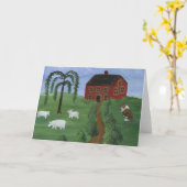 Carte blanche mouton et collie (Fleur jaune)