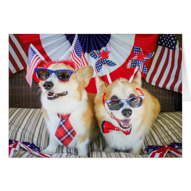 Carte blanche Patriotic Corgi (Devant horizontal)