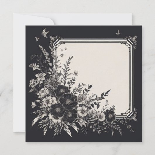 Carte blanche personnalisée - Modèle noir et blanc (Devant)