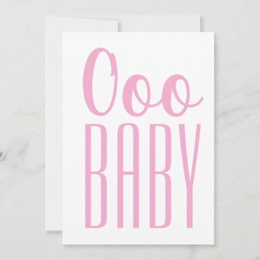 Carte blanche Pink Ooo BÉBÉ : Bébé fille ou douche (Devant)