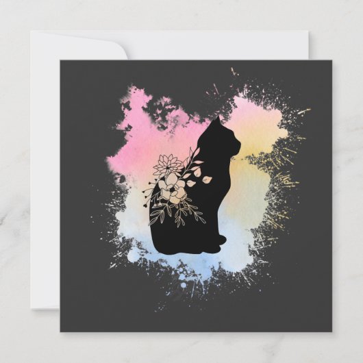 Carte blanche pour chat aquarelle (Devant)