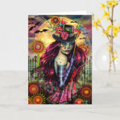 Carte blanche pour Imaginaire d'Halloween Skull Gi (Fleur jaune)