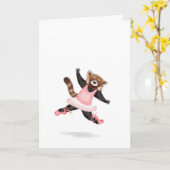 Carte blanche pour panda rouge dansant (Fleur jaune)