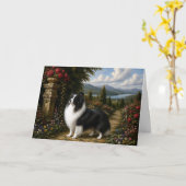 Carte blanche Renaissance Shetland Sheepdog (Fleur jaune)