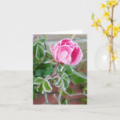 Carte blanche Rose givrée (Fleur jaune)