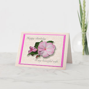 Carte blanche rose pour l'anniversaire de la femme