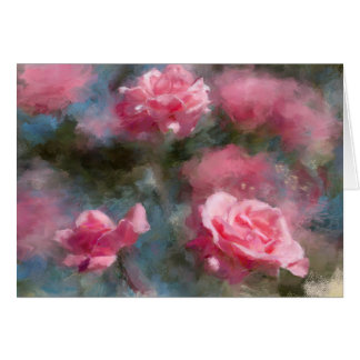 Carte blanche Roses roses peintes