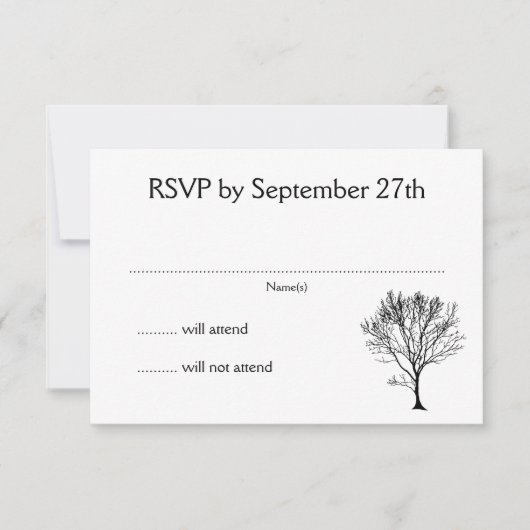 Carte blanche RSVP Invitation d'arbre simple (Devant)