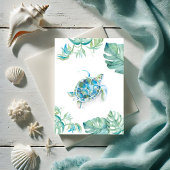 Carte blanche tortue marine aquarelle