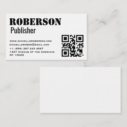 Carte blanche traditionnelle simple avec le code (Devant / Derrière)