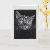 Carte blanche visage de chat. (Fleur jaune)