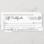 Carte Blancs Black Border Logo Vérifier Certificat cadea (Devant / Derrière)