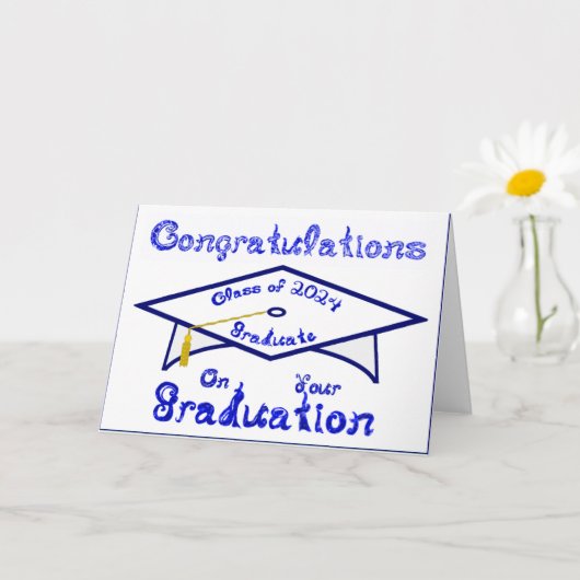 Carte Blancs Cap Bleu Graduate Classe 2024 Casquette (Petite plante)