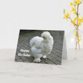 Carte Blancs de poulet Silkie photo Anniversaire (Fleur jaune)