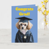 Carte Blancs mignons et Brown Poodle Graduation (Fleur jaune)