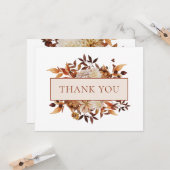 Carte Blancs Terracotta Feuille Merci Floral (Devant/Arrière en situation)