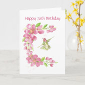 Carte Blank 70th Birthday Cherry Blossom & Hummingbird (Fleur jaune)