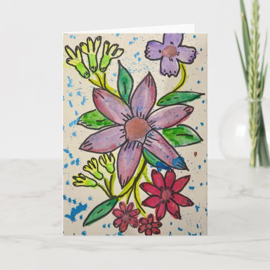 Carte Blank Abstract Watercolor Floral Greeting  (Devant)