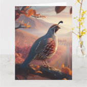 Carte Blank California Quail Bird Art Faune Nature (Fleur jaune)