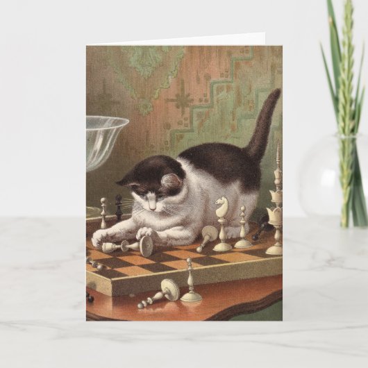 Carte Blank card - Naughty Cat series - Chess Cat (Devant)