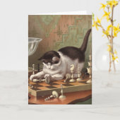 Carte Blank card - Naughty Cat series - Chess Cat (Fleur jaune)