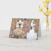 Carte Blank Cockatoo Greeting Card w Moluccan Umbrella (Fleur jaune)