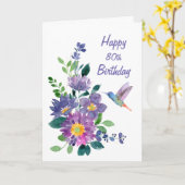 Carte Blank Custom 80 Anniversaire Hummingbird Garden Fl (Fleur jaune)