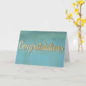 Carte Blank Félicitations Bleu clair et Or (Fleur jaune)